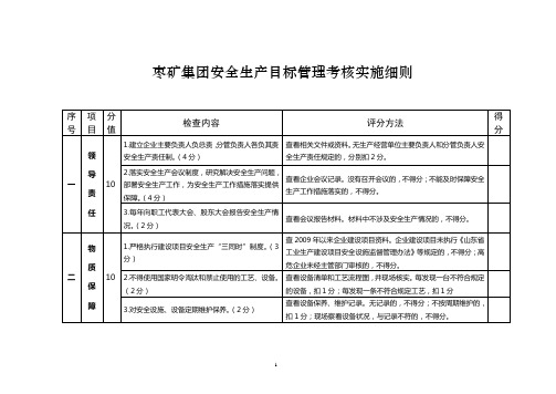 枣矿集团安全生产目标管理考核实施细则