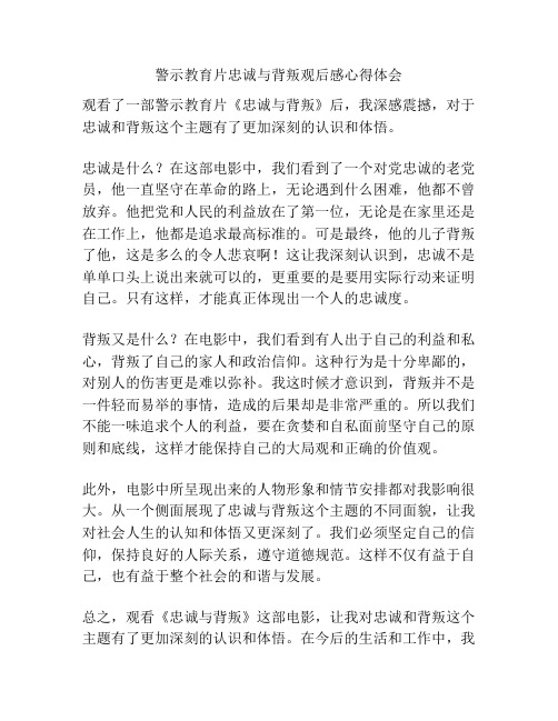 警示教育片忠诚与背叛观后感心得体会