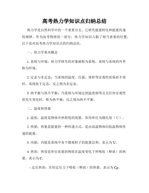 高考热力学知识点归纳总结