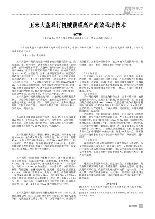 玉米大垄双行机械覆膜高产高效栽培技术