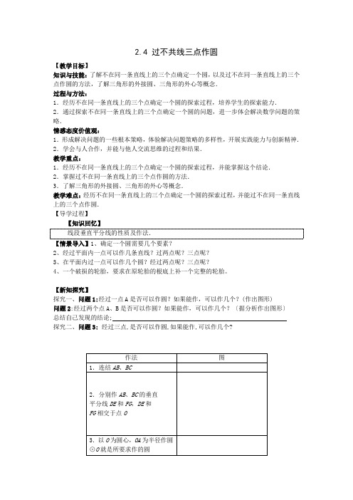 《过不共线三点作圆 1》导学案 2022年最新word版