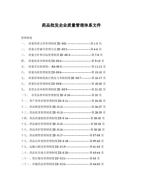 药品质量管理体系文件