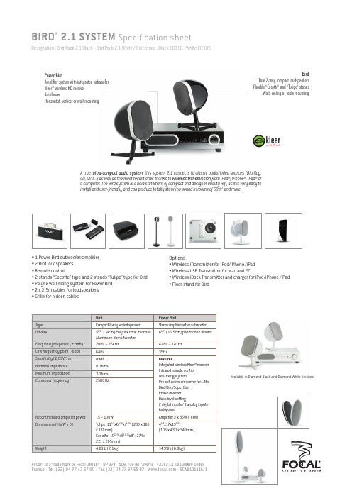 Focal 真二向小型扬声器系统说明书