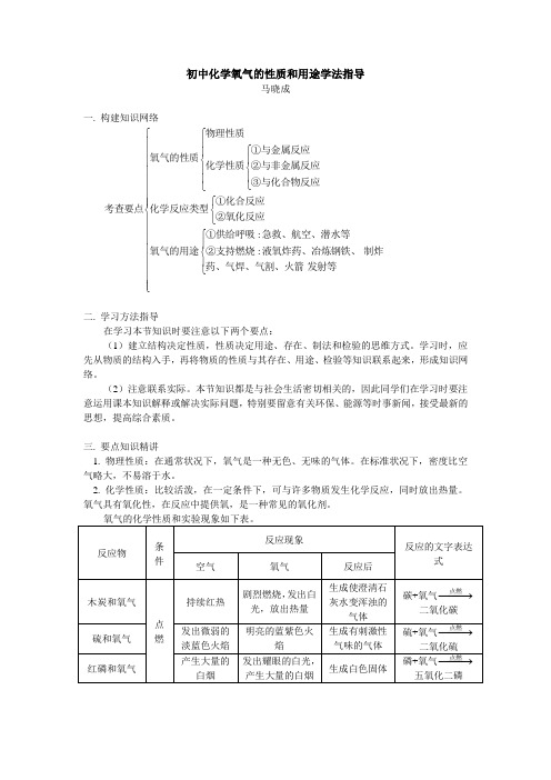 初中化学氧气的性质和用途学法指导