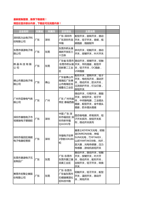 新版广东省钮子开关工商企业公司商家名录名单联系方式大全369家