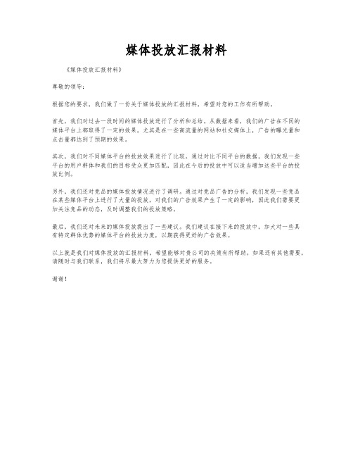 媒体投放汇报材料