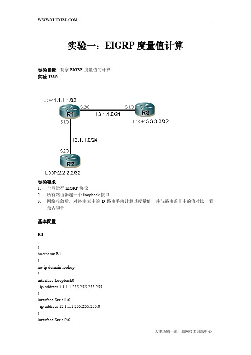 实验一：EIGRP度量值计算(参考配置)