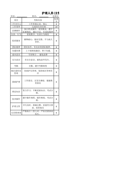 护理人员考核评价表