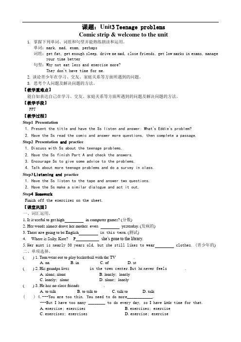 9A unit3 Teenage problems教案