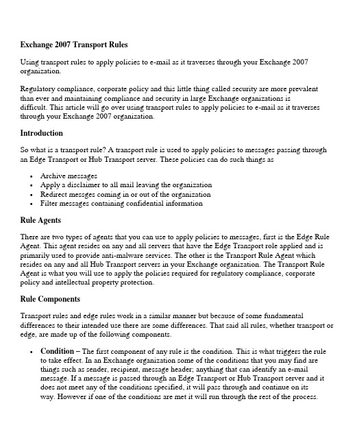 Exchange 2007 Transport Rules