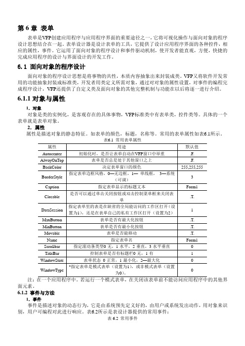 VFP6教程第6章 表单