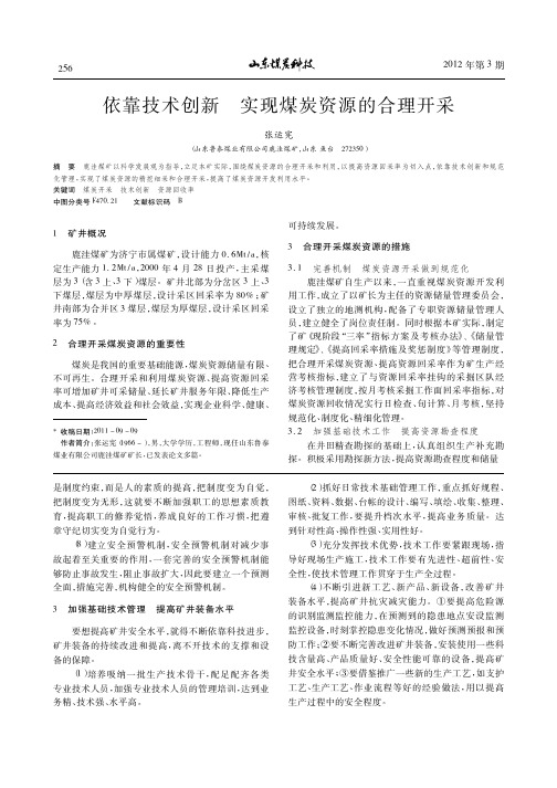 依靠技术创新 实现煤炭资源的合理开采