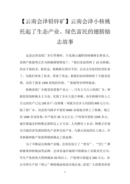 【云南会泽铅锌矿】云南会泽小核桃托起了生态产业、绿色富民的翅膀励志故事