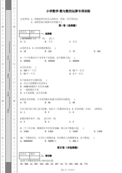 小学数学-数与数的运算专项训练