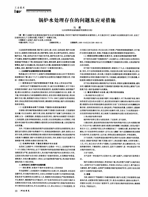 锅炉水处理存在的问题及应对措施