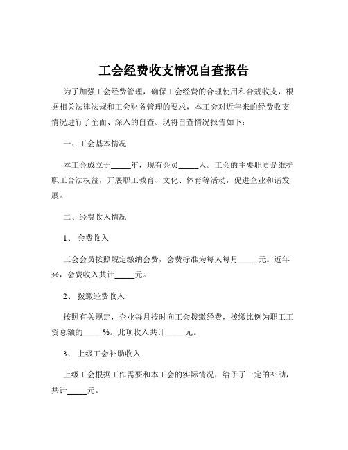 工会经费收支情况自查报告