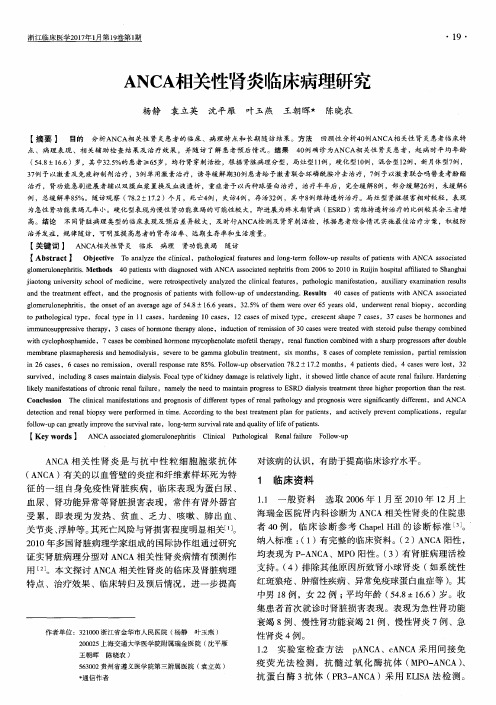 ANCA相关性肾炎临床病理研究