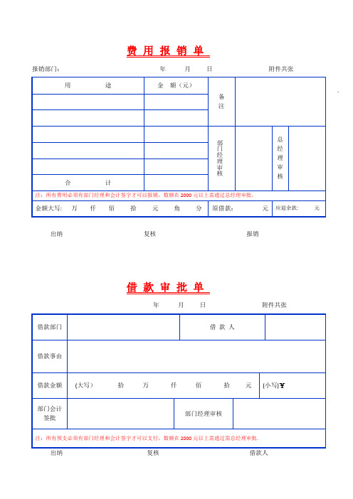 费用报销单-表格