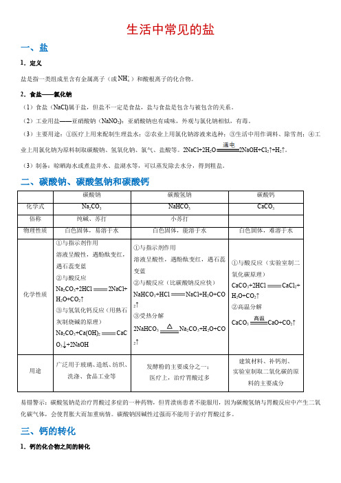 中考《生活中常见的盐》经典例题及解析