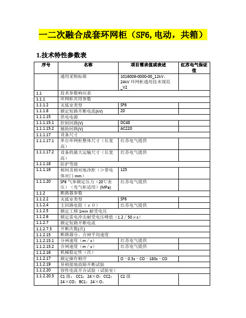 一二次融合成套环网柜(SF6,电动,共箱)