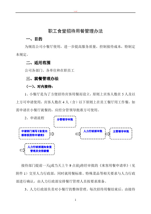 职工食堂招待用餐管理办法