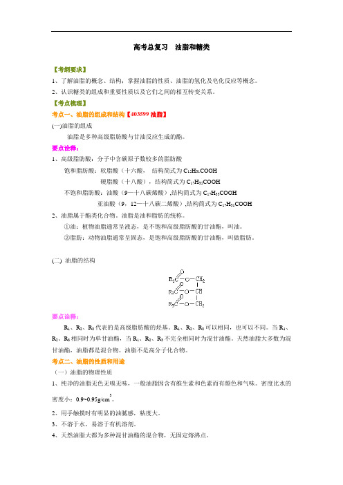 高中化学总复习之知识讲解-油脂和糖类(基础)-