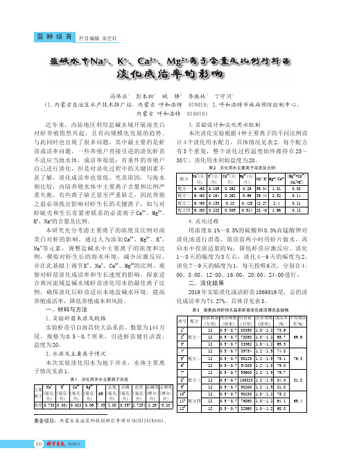 盐碱水中Na^+、K^+、Ca^2+、Mg^2+离子含量及比例对虾苗淡化成活率的影响