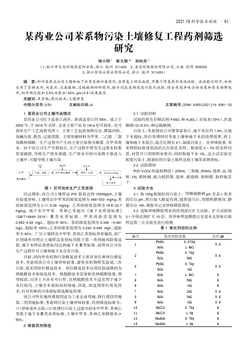 某药业公司苯系物污染土壤修复工程药剂筛选研究