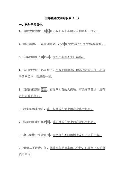 三年级语文词句积累+专项练习(附答案)