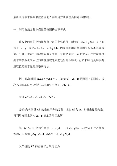 解析几何中求参数取值范围的5种常用方法