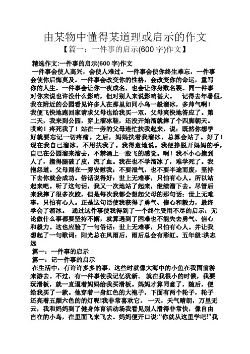 启示作文之由某物中懂得某道理或启示的作文