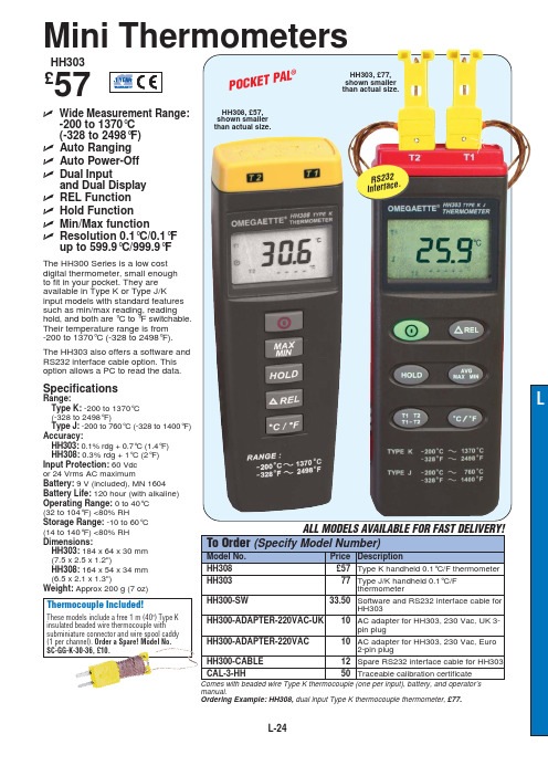 HH300 HH303系列微型数字温度计说明书