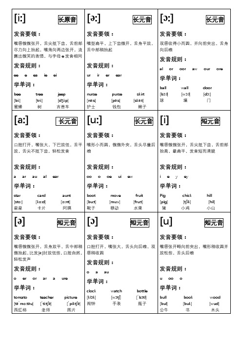 英语音标卡片