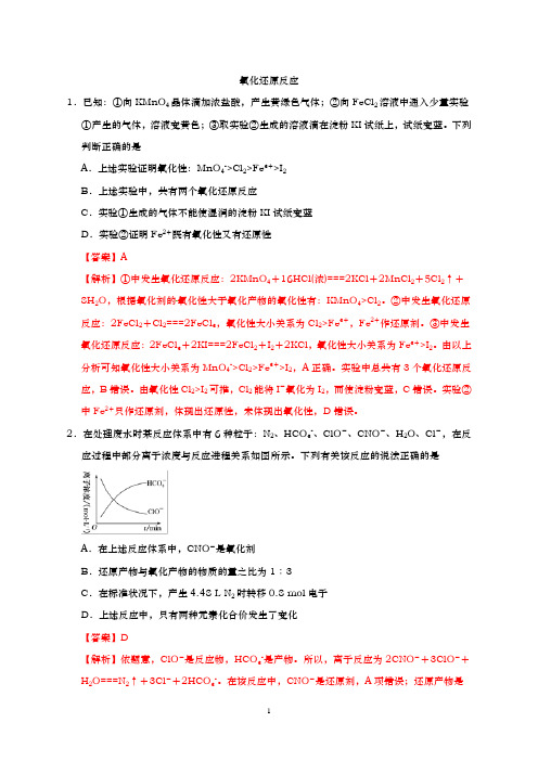 青岛二中2021届高三化学一轮复习专练-氧化还原反应及其应用【答案+详解】