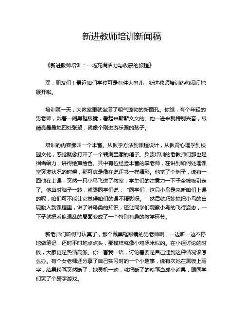 新进教师培训新闻稿