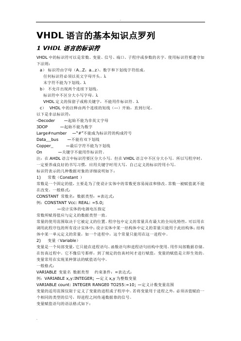 VHDL语言的基本知识点罗列