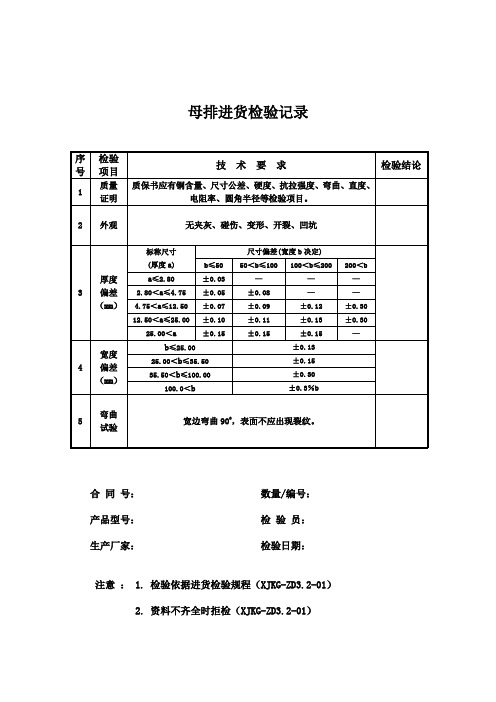 外协件标准检验记录单大全