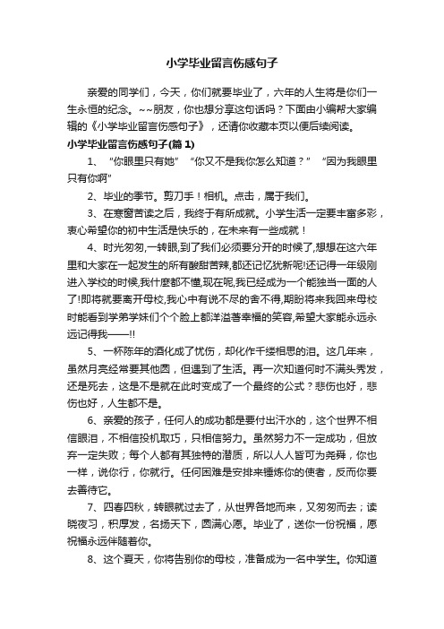 小学毕业留言伤感句子