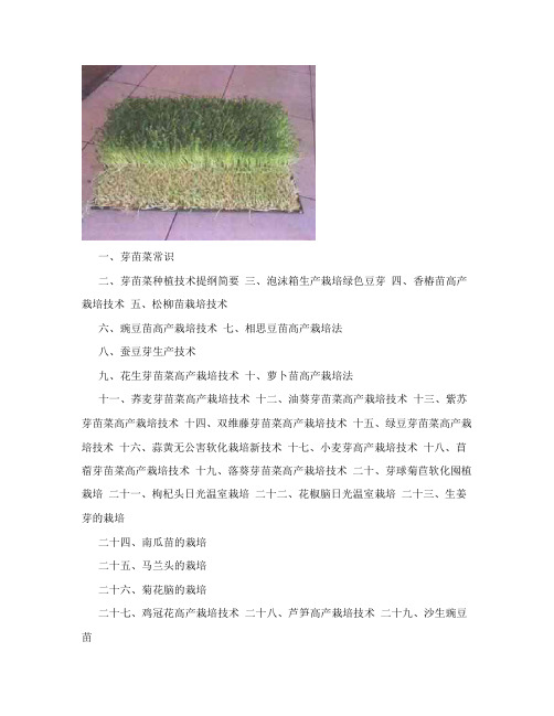 芽苗菜种植培训教材(目前涉及品种最全的资料)