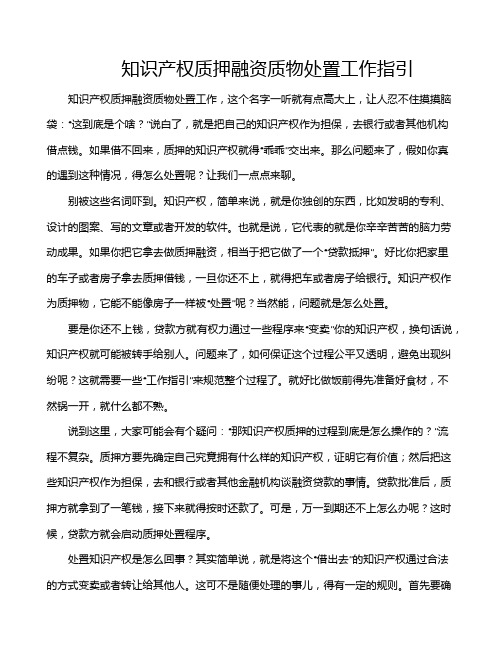 知识产权质押融资质物处置工作指引