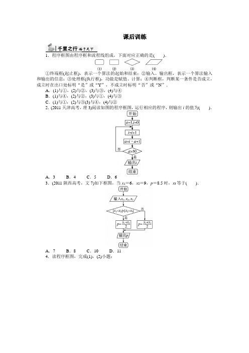 最新人教版高中数学必修3第一章《算法与程序框图》课后训练(第2课时)