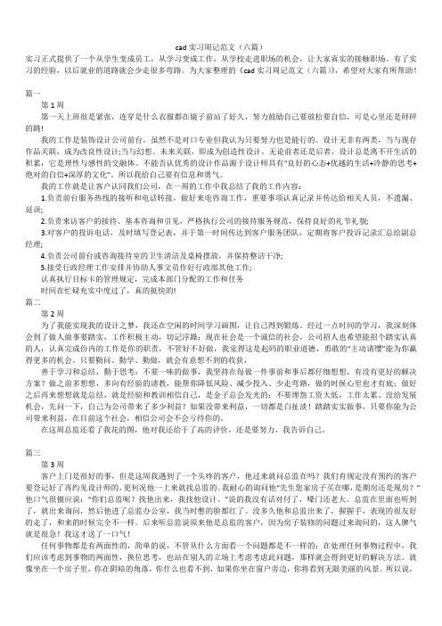 2019年最新版cad实习周记范文(六篇)