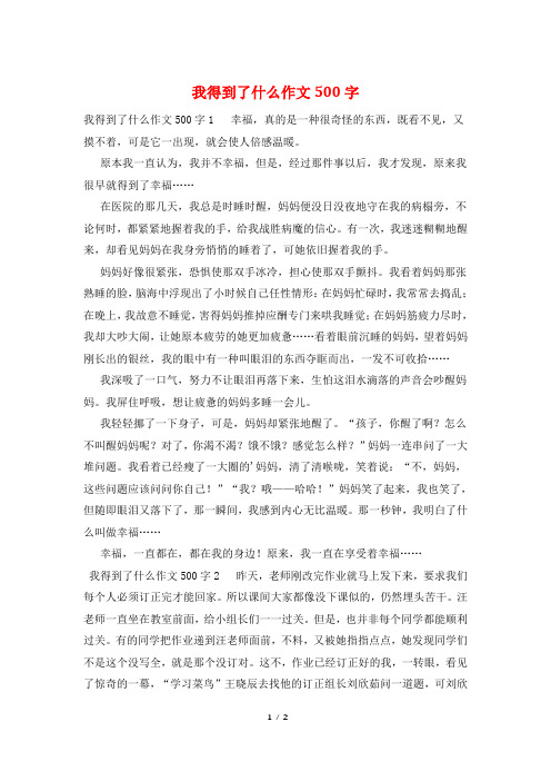 我得到了什么作文500字