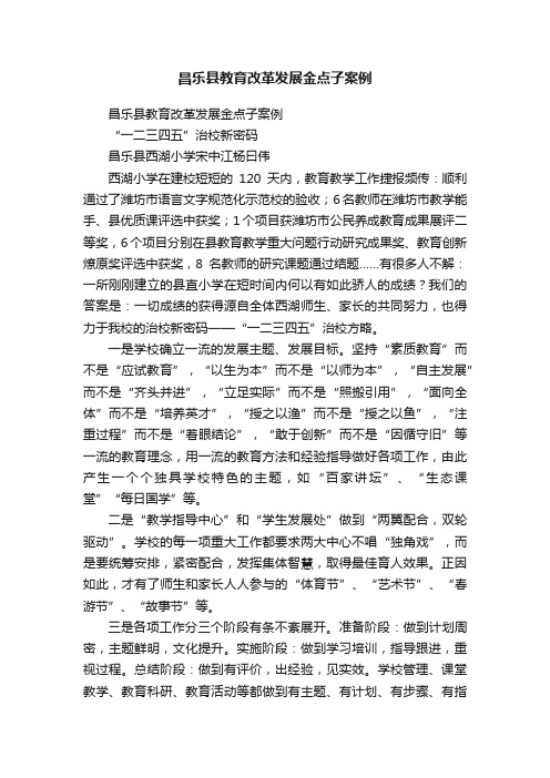 昌乐县教育改革发展金点子案例