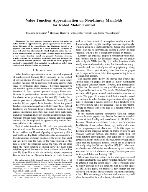 Value Function Approximation on Non-Linear Manifolds for Robot Motor Control