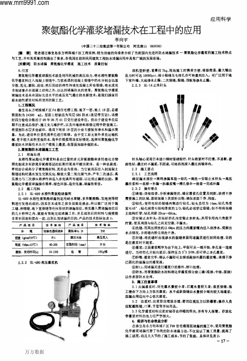 聚氨酯化学灌浆堵漏技术在工程中的应用