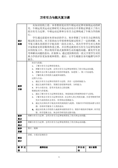 高中物理必修2北京海淀育中万有引力复习课教案