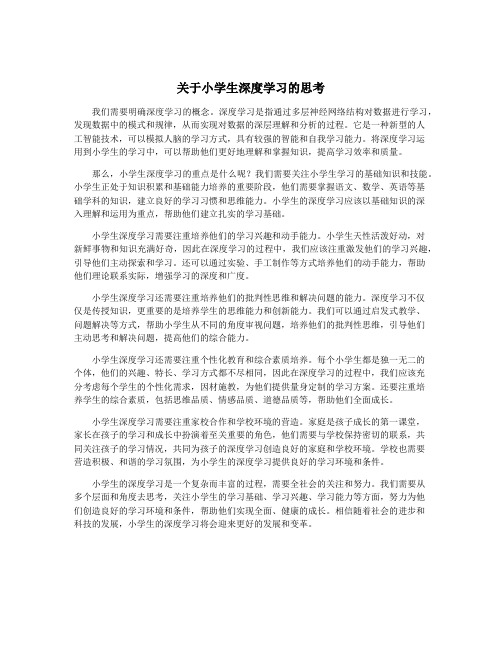 关于小学生深度学习的思考