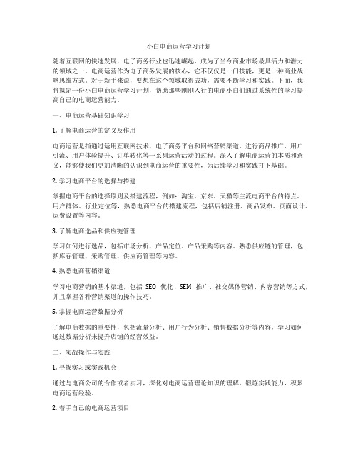 小白电商运营学习计划