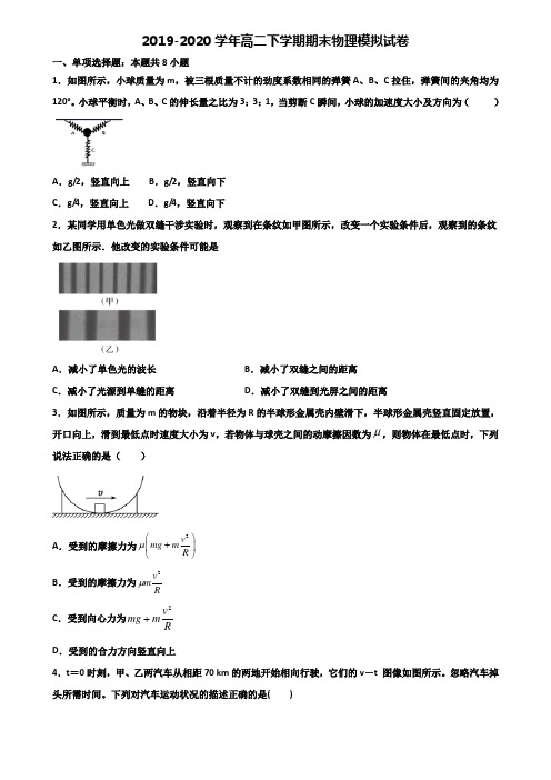 邵阳市2019-2020学年高二第二学期期末物理教学质量检测试题